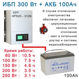 комплект ИБП Hiden HPS20-0312N с АКБ 100ah