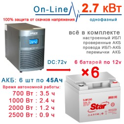 ИБП Stark 3 kVA On-Line + 6×45Ah Star