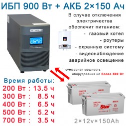 Самый долгий: Stark On-Line + 2х150Ah Star