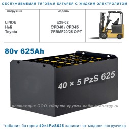 40×5 PzS 625 аккумулятор 80v 625Ah