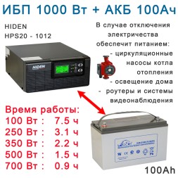 комплект ИБП Hiden HPS20-1012 с АКБ 100ah