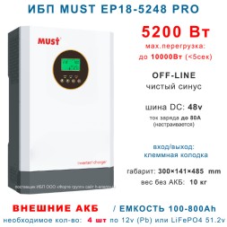 ИБП MUST EP18-5248 PRO (5 кВт)