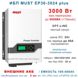 ИБП MUST EP30-3024 PLUS (3 кВт)