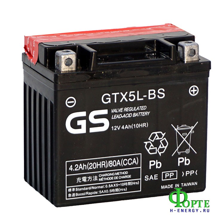 мотоаккумулятор gs battery taiwan co., ltd. (yuasa) gs gtx5l-bs
